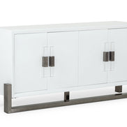 Lenny - Modern White High Gloss & Stainless Steel Gun Metal Buffet