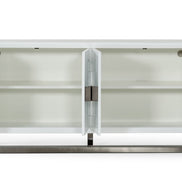 Lenny - Modern White High Gloss & Stainless Steel Gun Metal Buffet - image 2