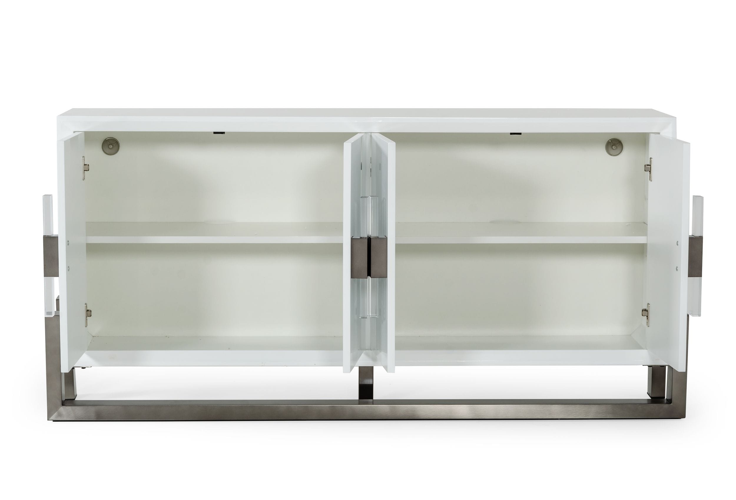 Lenny - Modern White High Gloss & Stainless Steel Gun Metal Buffet - image 2