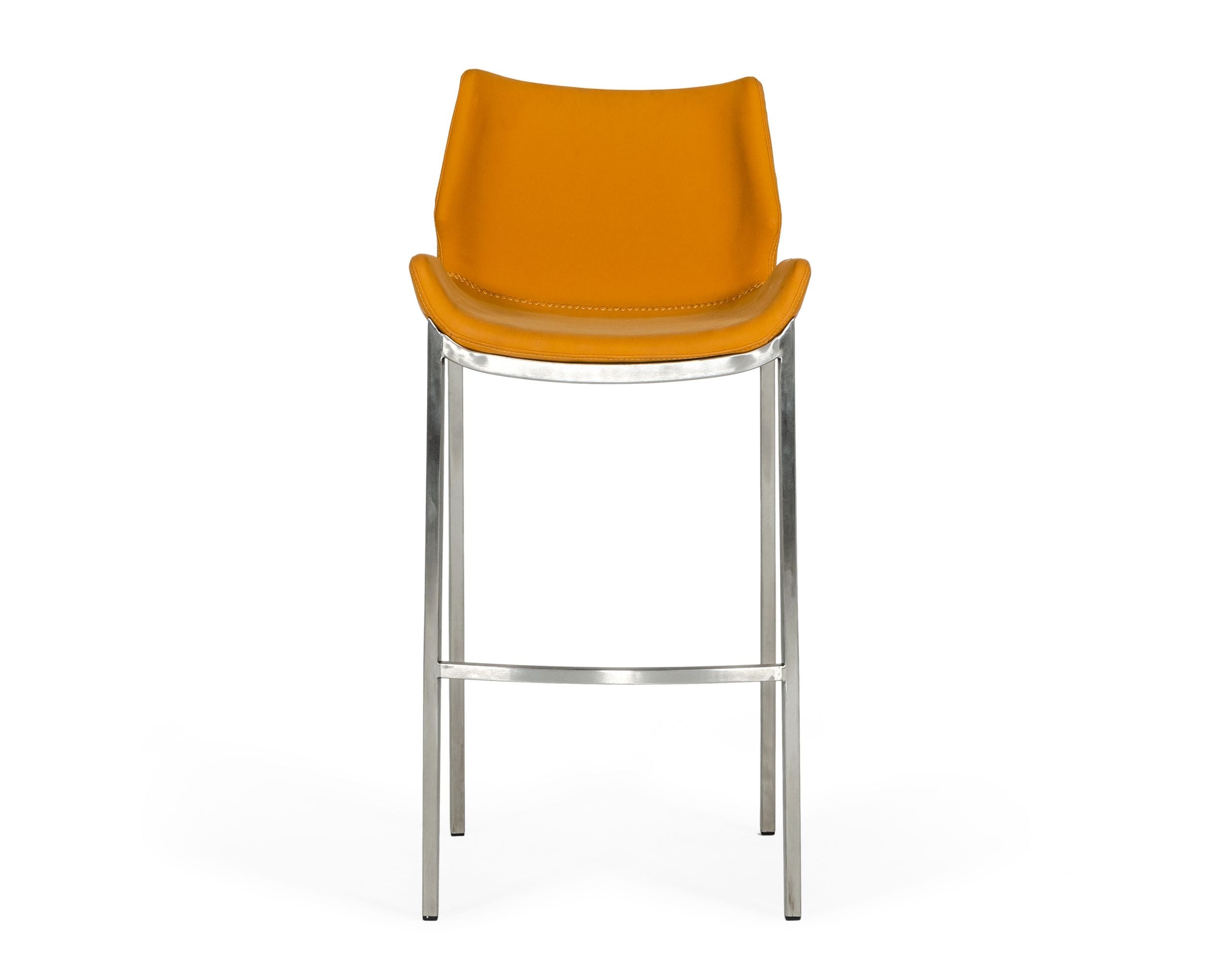Dave - Modern Orange Leatherette Bar Stool (Set of 2) - image 2