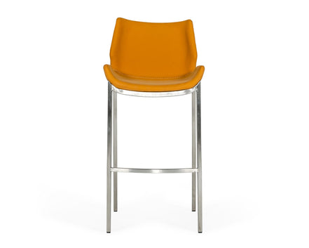 Dave - Modern Orange Leatherette Bar Stool (Set of 2) - image 2