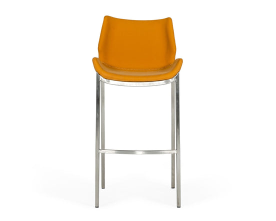 Dave - Modern Orange Leatherette Bar Stool (Set of 2) - image 2