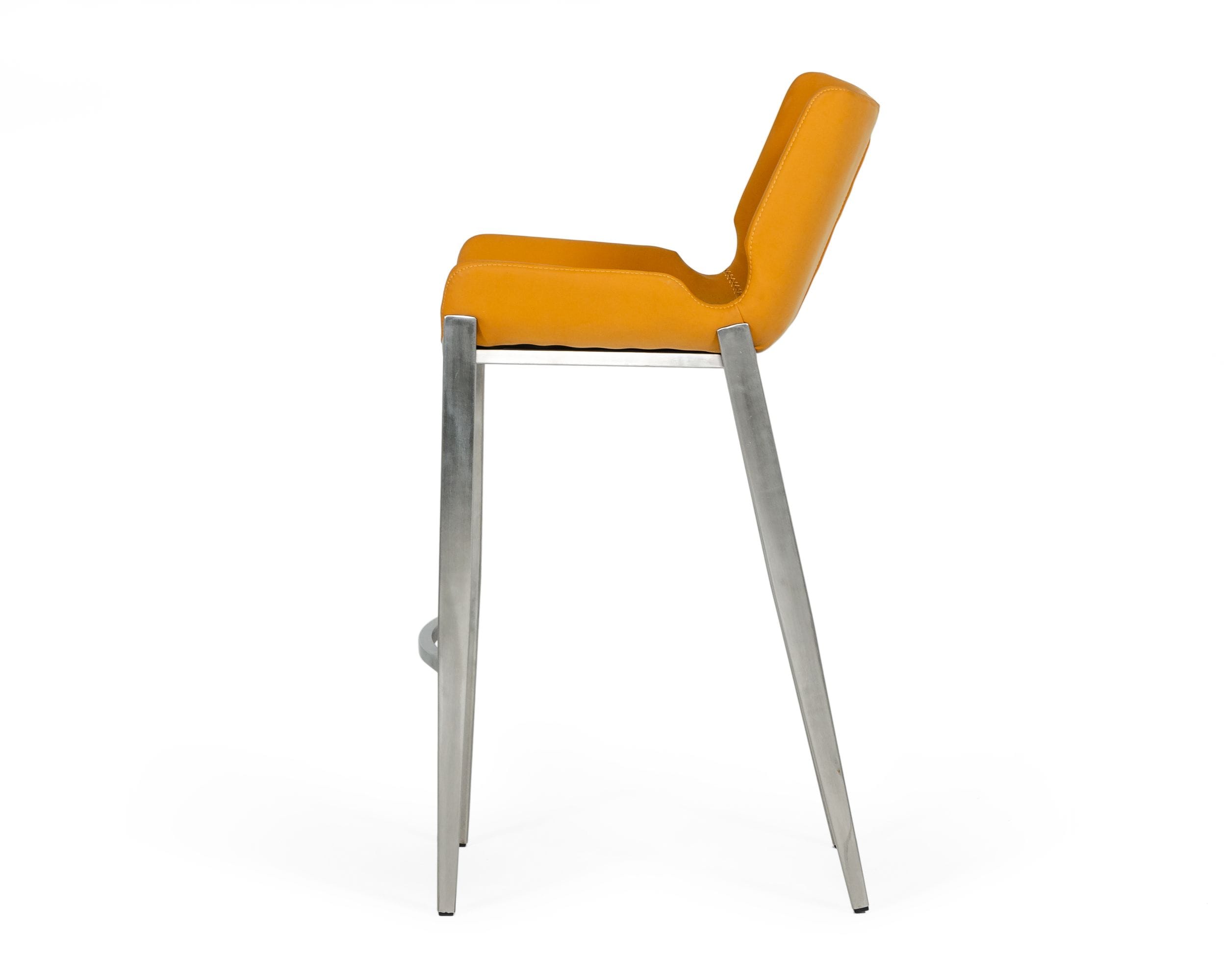 Dave - Modern Orange Leatherette Bar Stool (Set of 2) - image 3