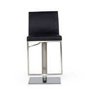 Folsum - Modern Black & Brushed Stainless Steel Adjustable Bar Stool