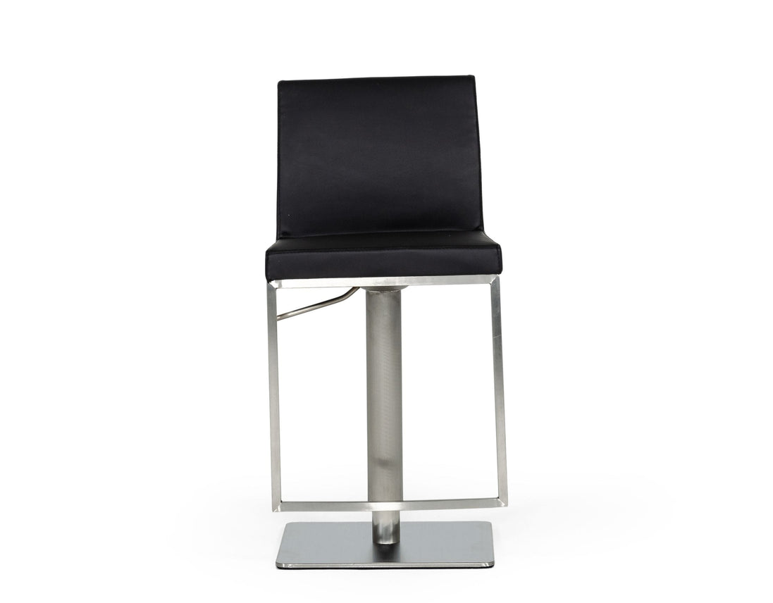 Folsum - Modern Black & Brushed Stainless Steel Adjustable Bar Stool
