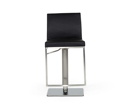 Folsum - Modern Black & Brushed Stainless Steel Adjustable Bar Stool
