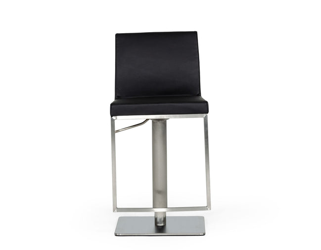 Folsum - Modern Black & Brushed Stainless Steel Adjustable Bar Stool