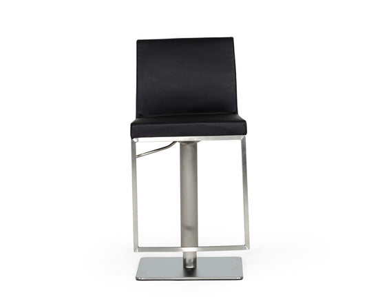 Folsum - Modern Black & Brushed Stainless Steel Adjustable Bar Stool