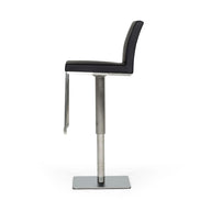 Folsum - Modern Black & Brushed Stainless Steel Adjustable Bar Stool - image 2