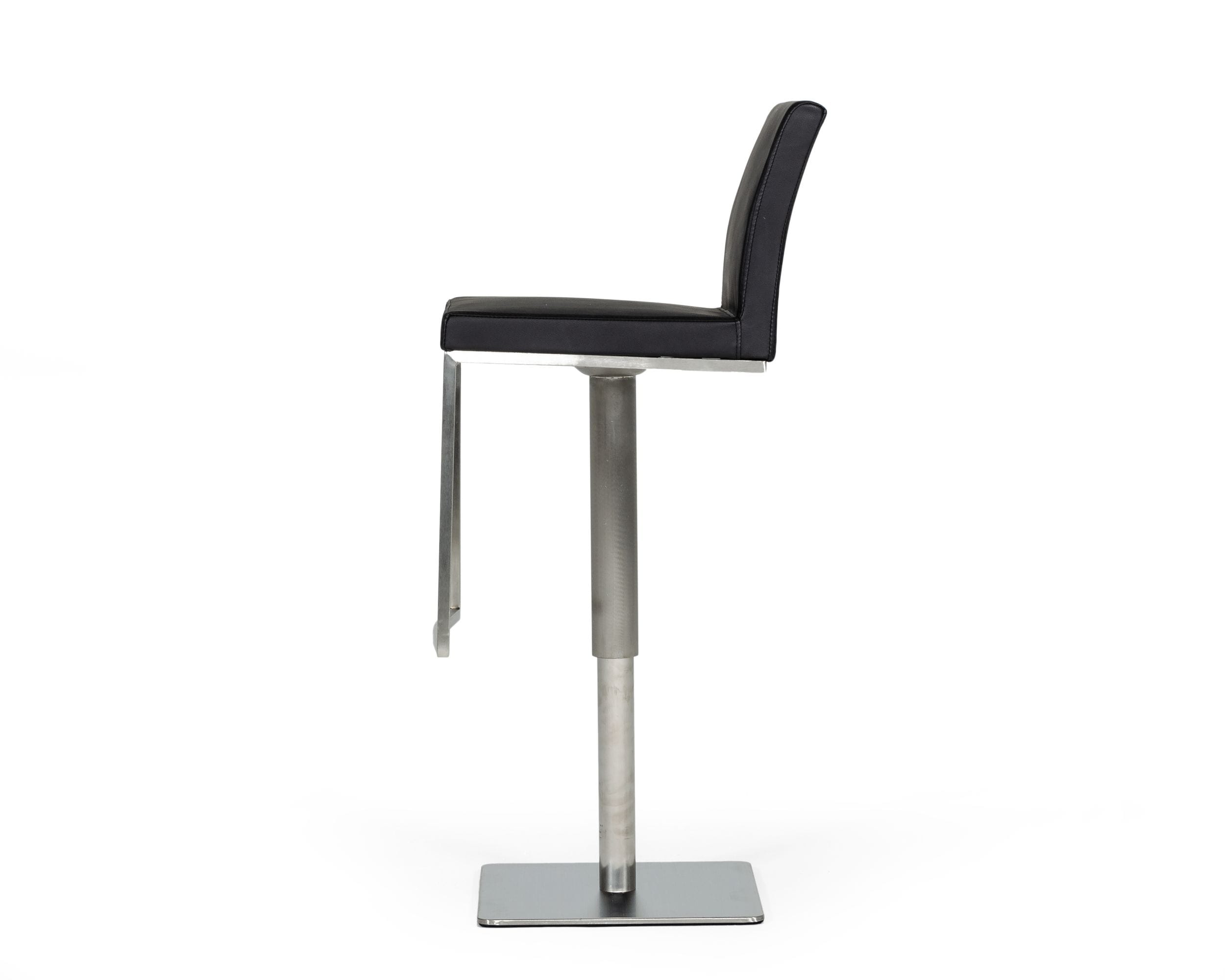 Folsum - Modern Black & Brushed Stainless Steel Adjustable Bar Stool - image 2