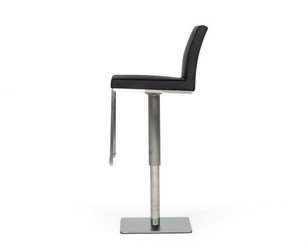 Folsum - Modern Black & Brushed Stainless Steel Adjustable Bar Stool - image 2