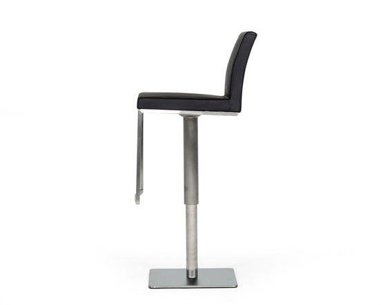 Folsum - Modern Black & Brushed Stainless Steel Adjustable Bar Stool - image 2