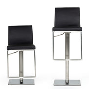 Folsum - Modern Black & Brushed Stainless Steel Adjustable Bar Stool - image 4