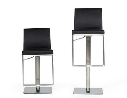 Folsum - Modern Black & Brushed Stainless Steel Adjustable Bar Stool - image 4
