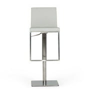 Folsum - Modern Light Grey & Brushed Stainless Steel Adjustable Bar Stool