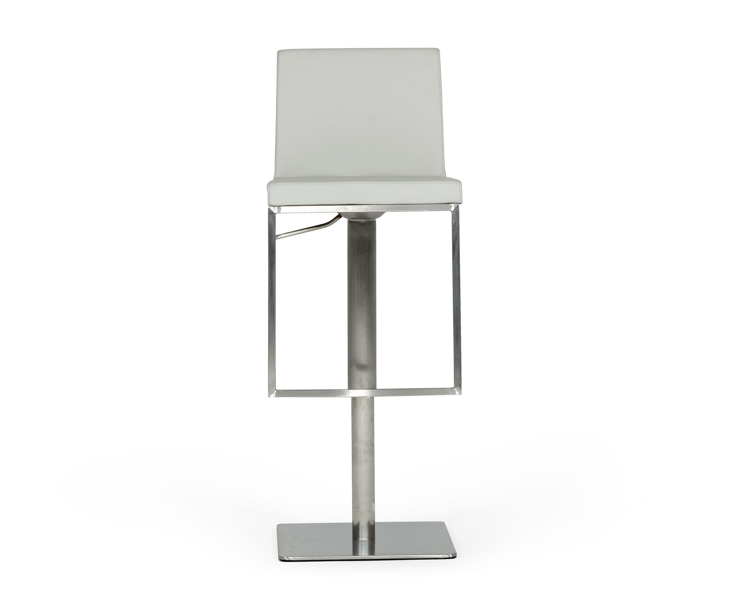 Folsum - Modern Light Grey & Brushed Stainless Steel Adjustable Bar Stool