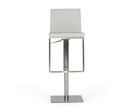 Folsum - Modern Light Grey & Brushed Stainless Steel Adjustable Bar Stool