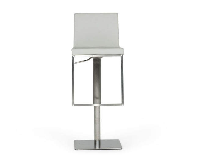 Folsum - Modern Light Grey & Brushed Stainless Steel Adjustable Bar Stool