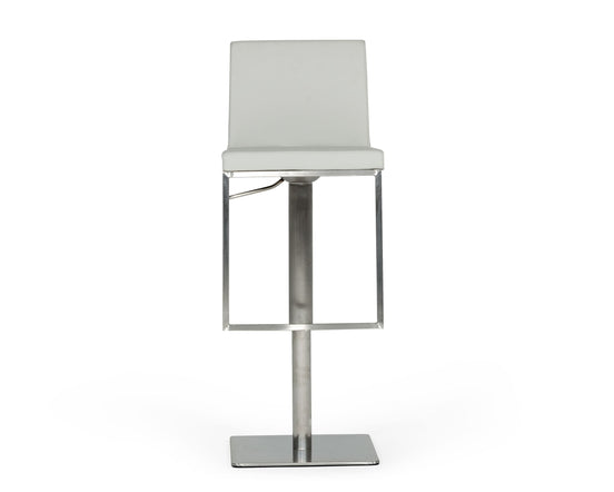 Folsum - Modern Light Grey & Brushed Stainless Steel Adjustable Bar Stool
