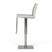 Folsum - Modern Light Grey & Brushed Stainless Steel Adjustable Bar Stool - image 2