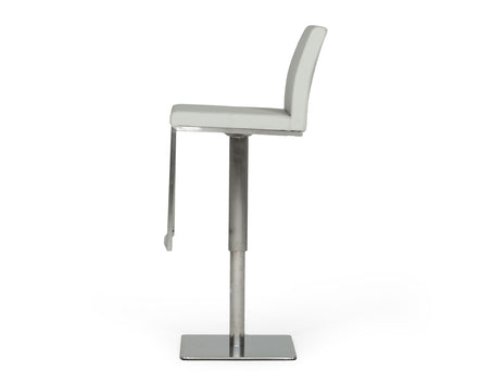 Folsum - Modern Light Grey & Brushed Stainless Steel Adjustable Bar Stool - image 2