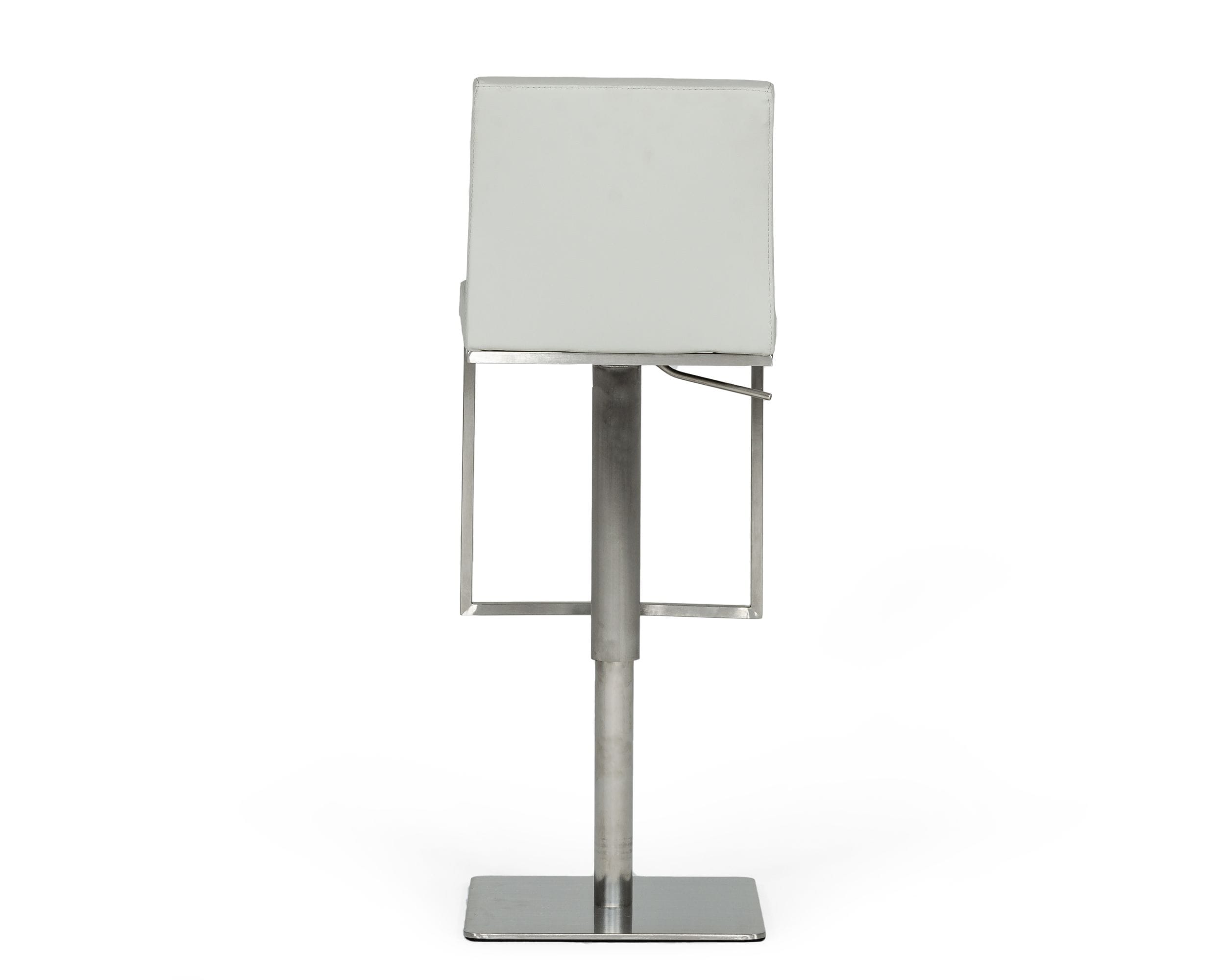Folsum - Modern Light Grey & Brushed Stainless Steel Adjustable Bar Stool - image 3