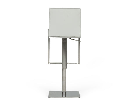 Folsum - Modern Light Grey & Brushed Stainless Steel Adjustable Bar Stool - image 3