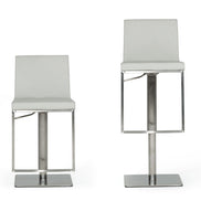 Folsum - Modern Light Grey & Brushed Stainless Steel Adjustable Bar Stool - image 4