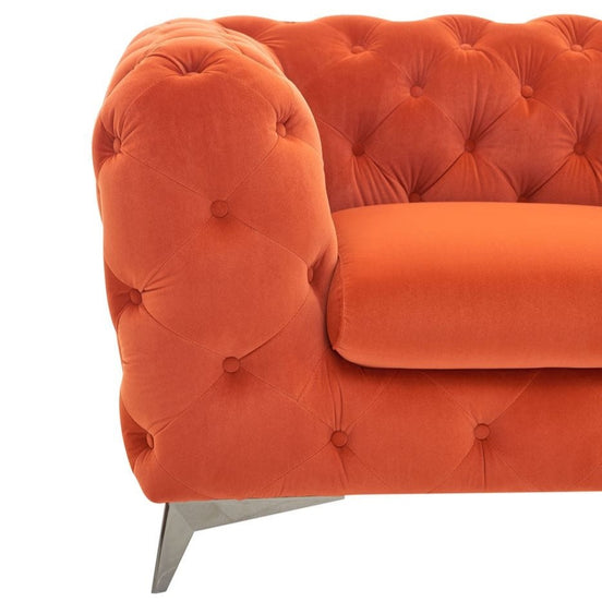 Delilah - Modern Orange Fabric Loveseat