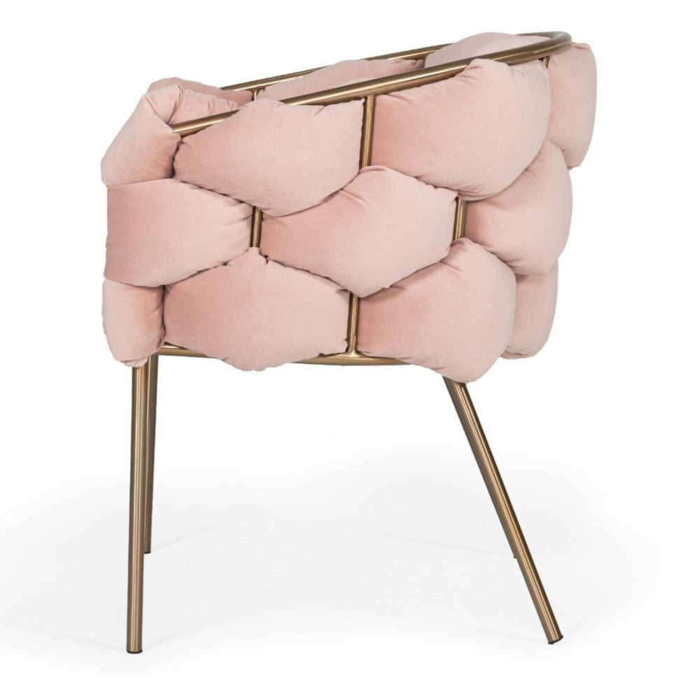 Debra - Modern Pink Fabric Dining Chair - image 3