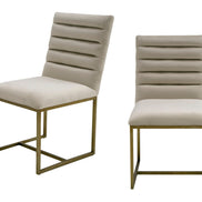 Barker - Modern Beige & Brush Gold Dining Chair (Set of 2) - image 4