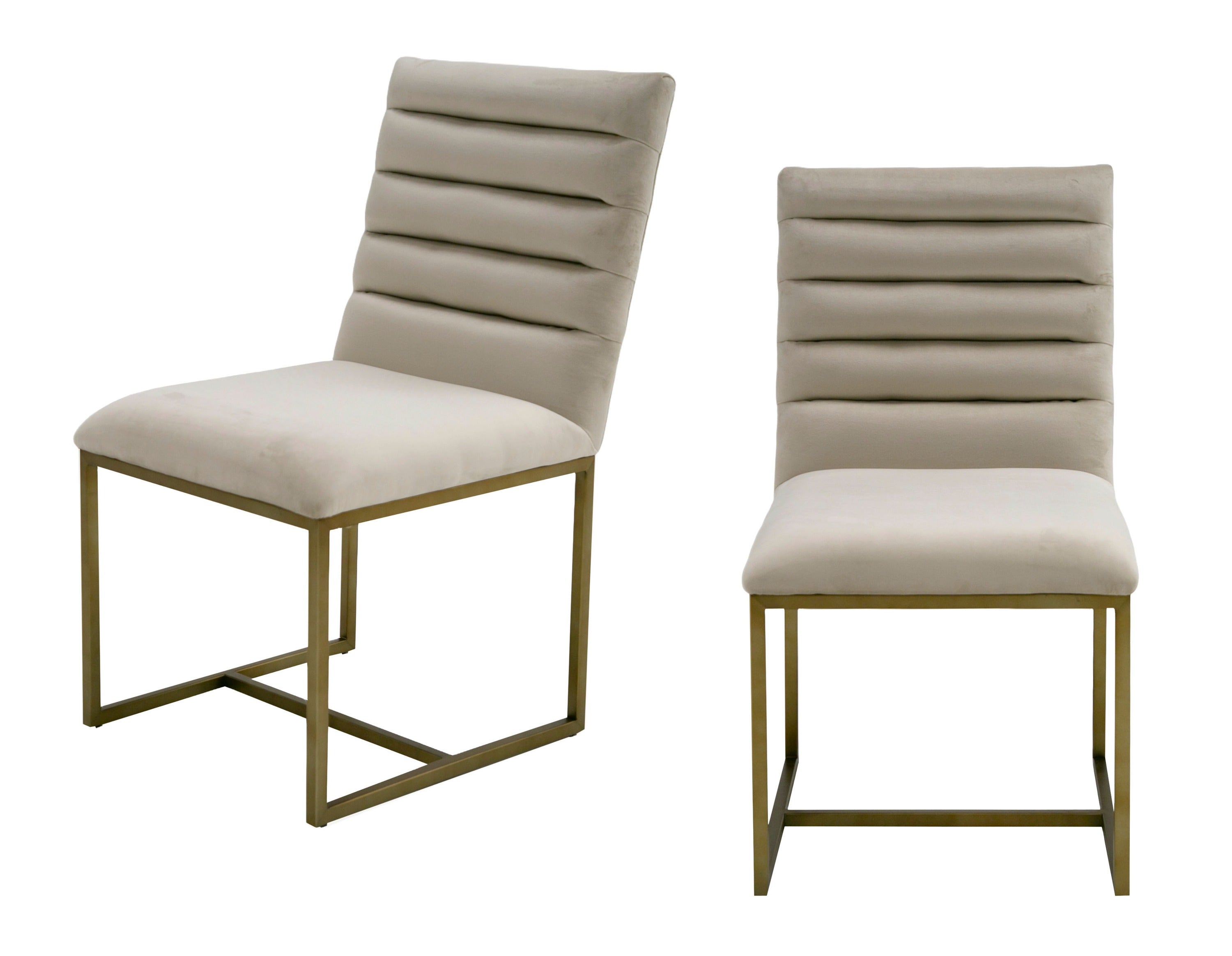 Barker - Modern Beige & Brush Gold Dining Chair (Set of 2) - image 4