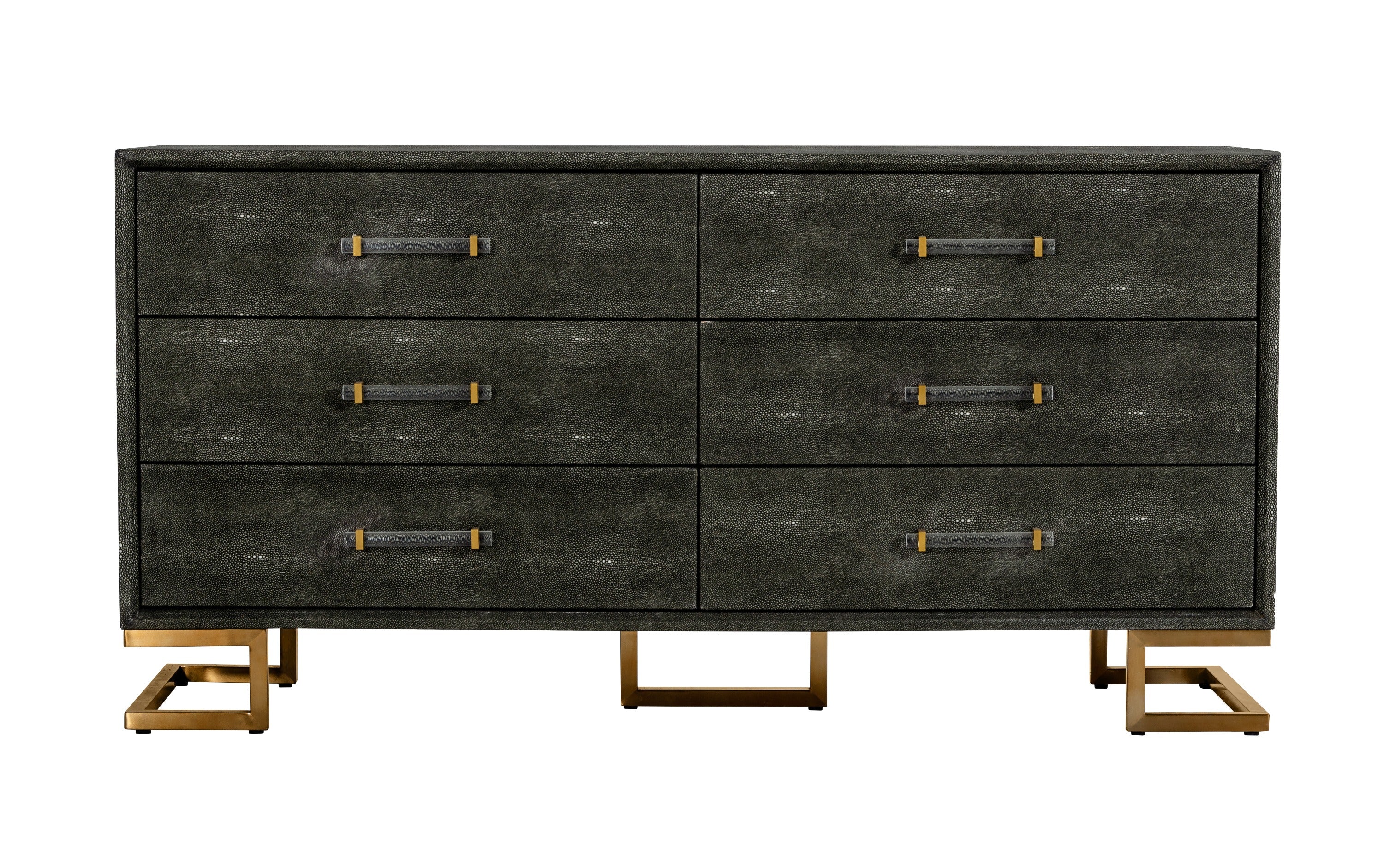 Howard - Modern Shagreen Grey Leatherette & Gold Dresser - image 2