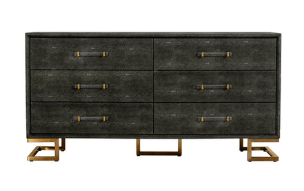 Howard - Modern Shagreen Grey Leatherette & Gold Dresser - image 2