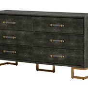 Howard - Modern Shagreen Grey Leatherette & Gold Dresser - image 3