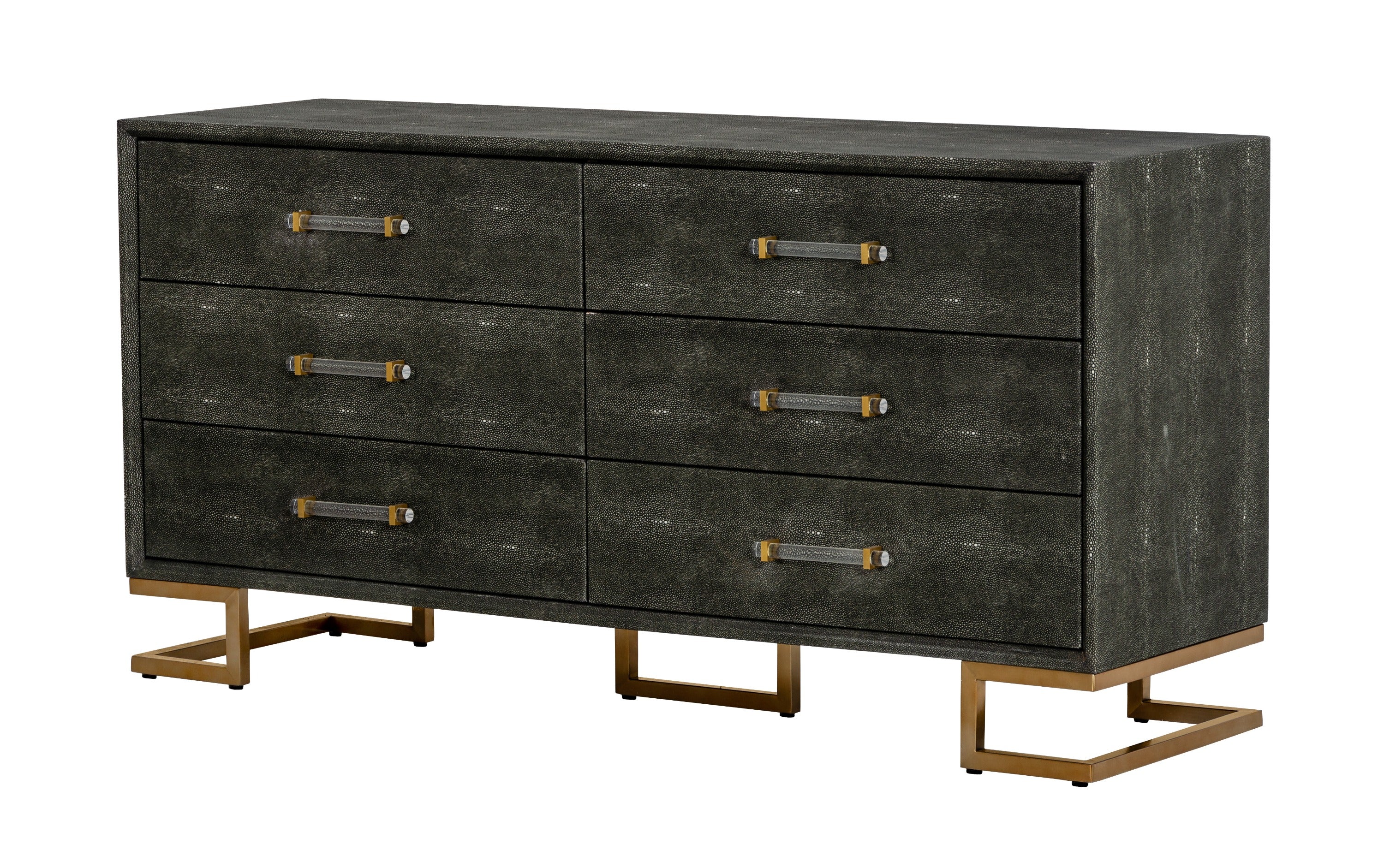 Howard - Modern Shagreen Grey Leatherette & Gold Dresser - image 3