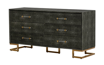 Howard - Modern Shagreen Grey Leatherette & Gold Dresser - image 3