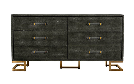 Howard - Modern Shagreen Grey Leatherette & Gold Dresser - image 2