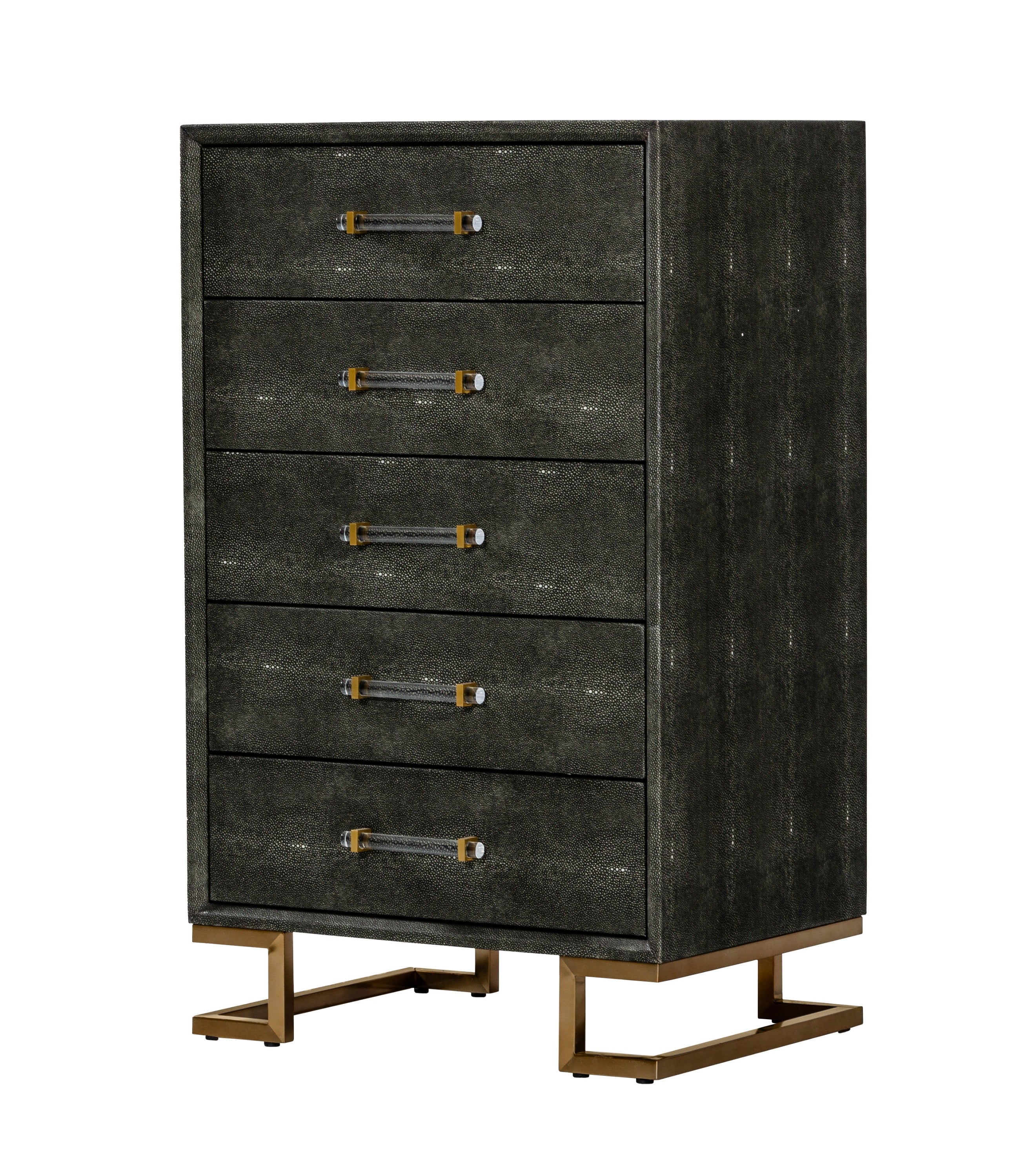 Howard - Modern Shagreen Grey Leatherette & Gold Chest - image 3