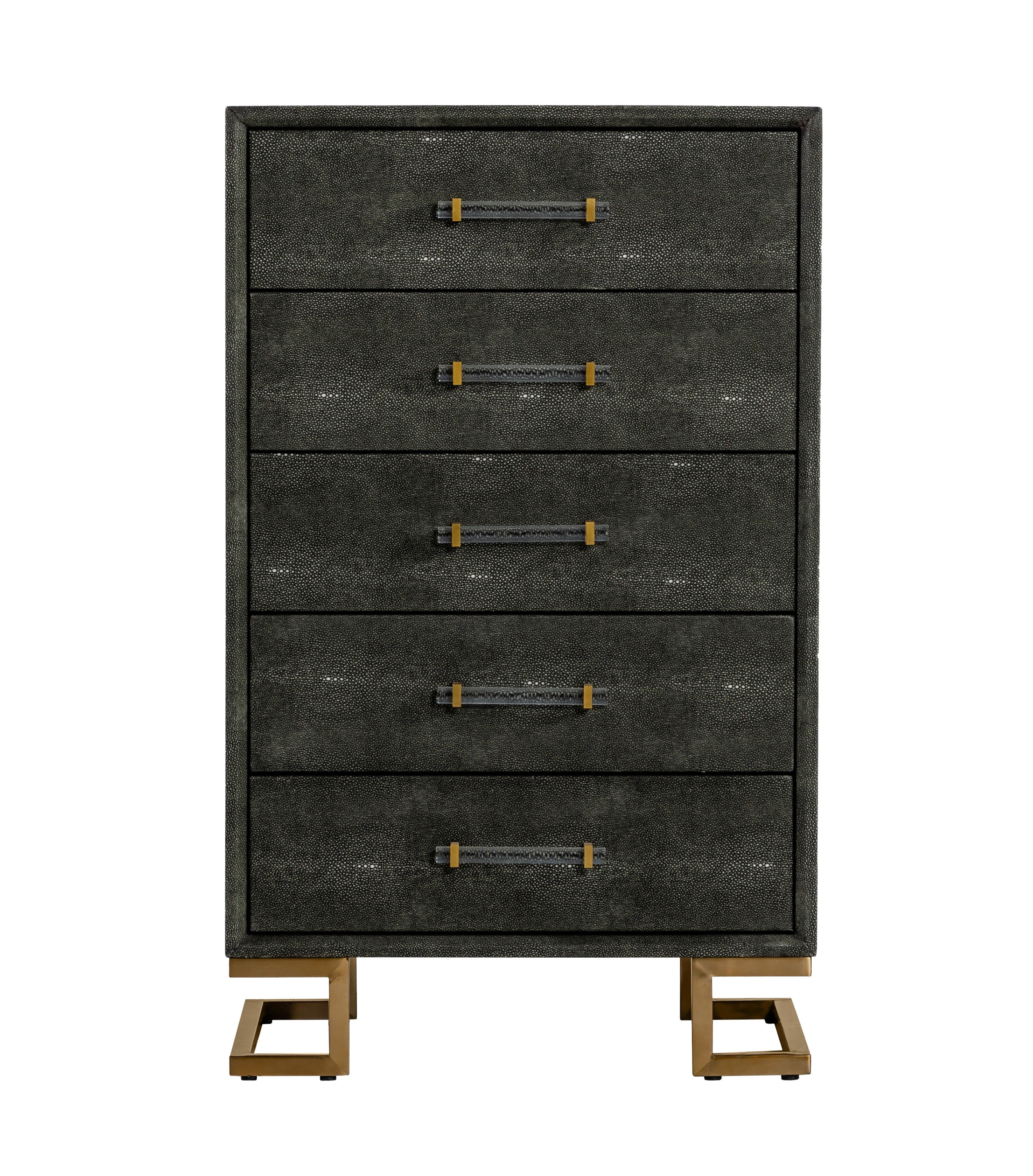 Howard - Modern Shagreen Grey Leatherette & Gold Chest - image 2