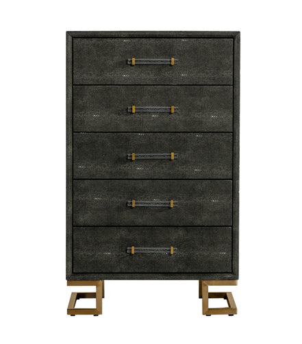 Howard - Modern Shagreen Grey Leatherette & Gold Chest - image 2