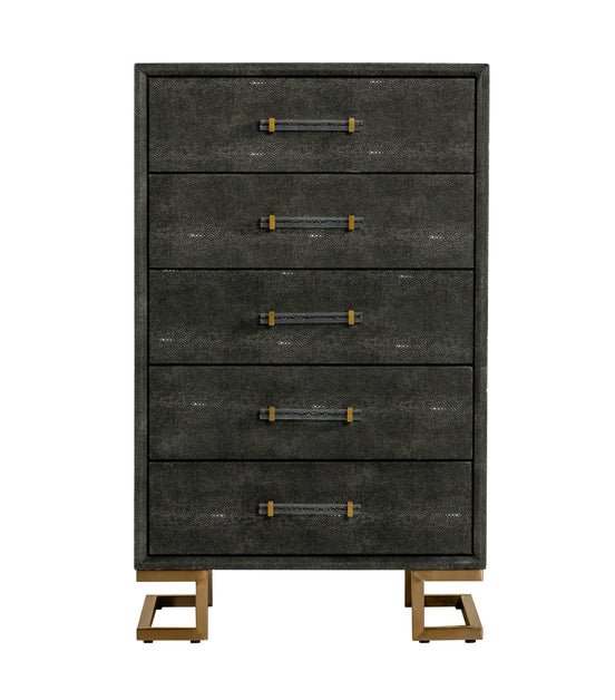 Howard - Modern Shagreen Grey Leatherette & Gold Chest - image 2