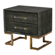Howard - Modern Shagreen Grey Leatherette & Gold Nightstand - image 2