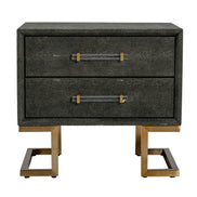 Howard - Modern Shagreen Grey Leatherette & Gold Nightstand