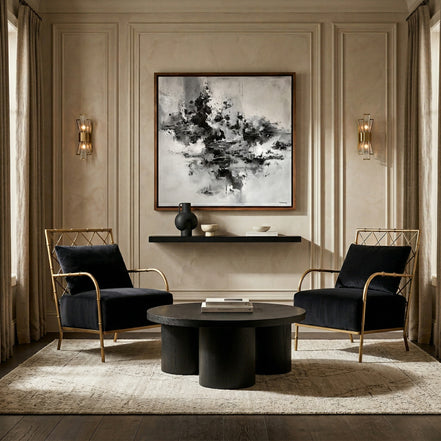 Ignacio - Glam Black Velvet & Gold Accent Chair - image 4