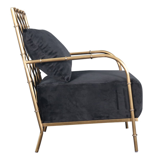 Ignacio - Glam Black Velvet & Gold Accent Chair - image 2