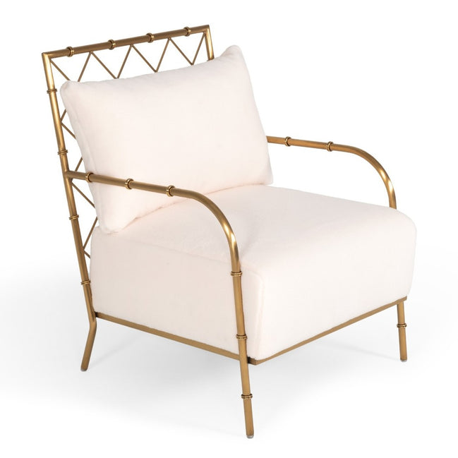 Ignacio - Glam White Velvet & Gold Accent Chair