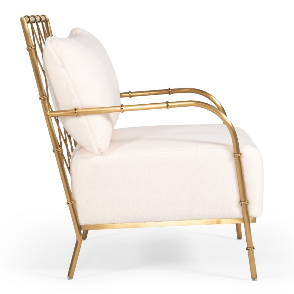 Ignacio - Glam White Velvet & Gold Accent Chair - image 2