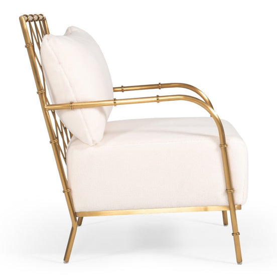 Ignacio - Glam White Velvet & Gold Accent Chair - image 2