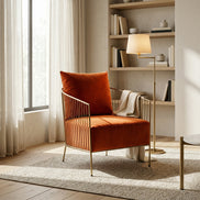 Loveland - Glam Orange Velvet Accent Chair - image 5